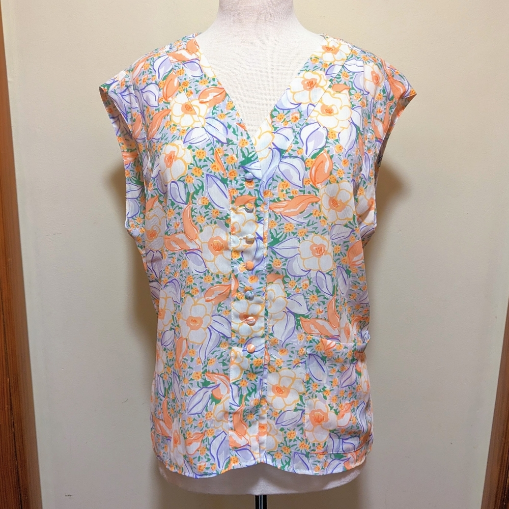 Vintage Victoria's Secret Gold Label pastel floral semi sheer night shirt